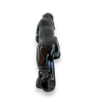 Black Stalking Panther Ceramic Sculpture