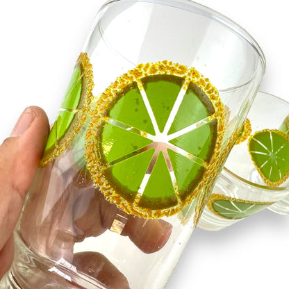 Retro Lime Slice Glasses – Set of 3