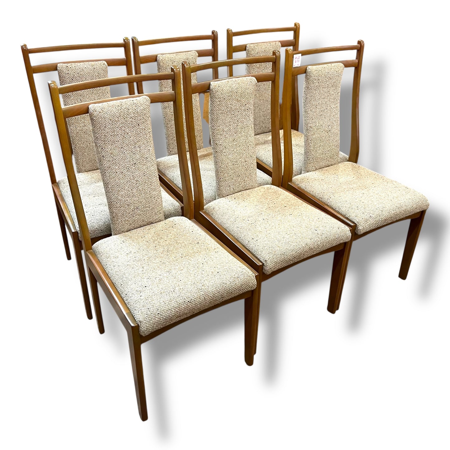 Set of 6 Vintage Dining Chairs with High Backrests