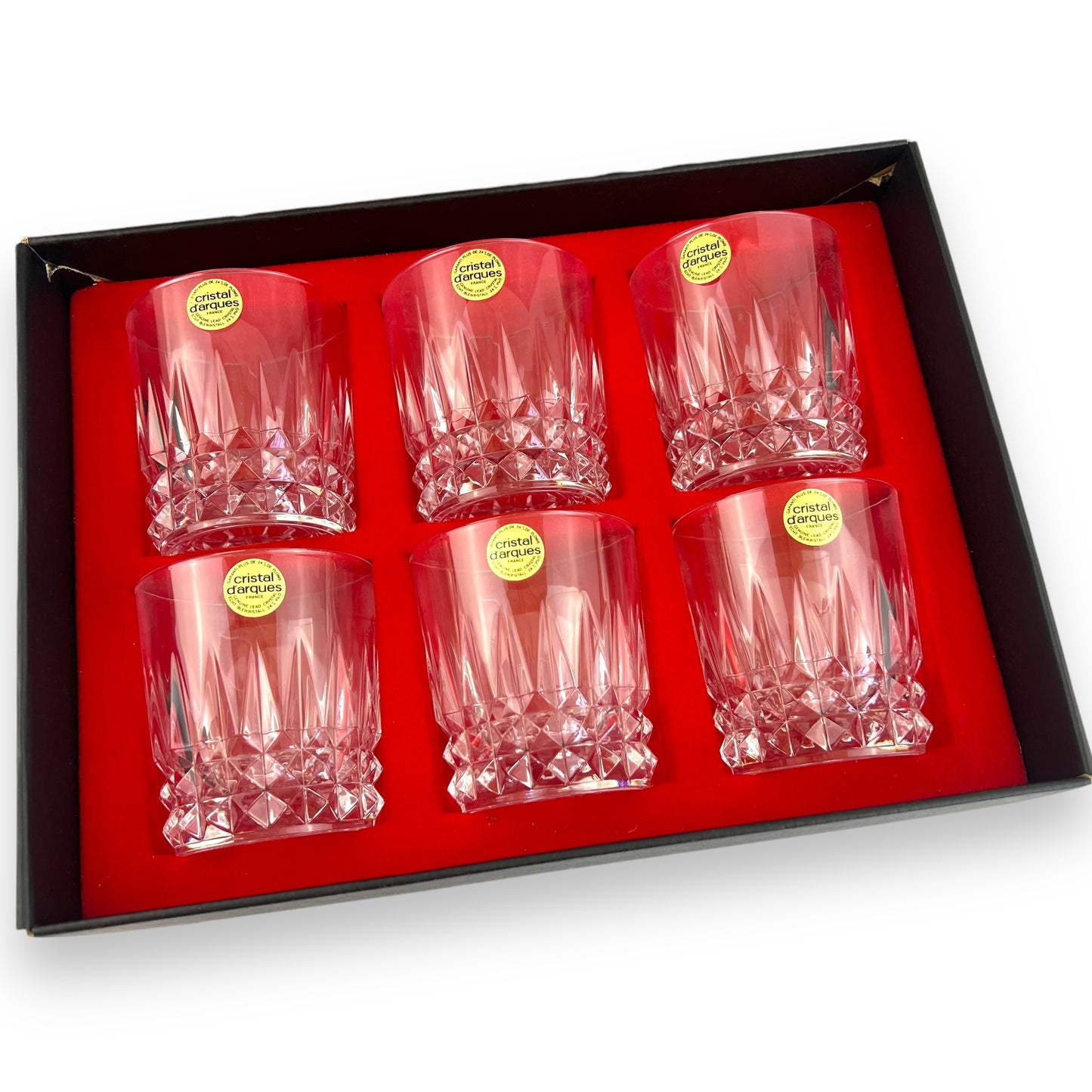 Set of 6 Cristal d’Arques Villandry Lowball Glasses -Vintage French Crystal in Original Box