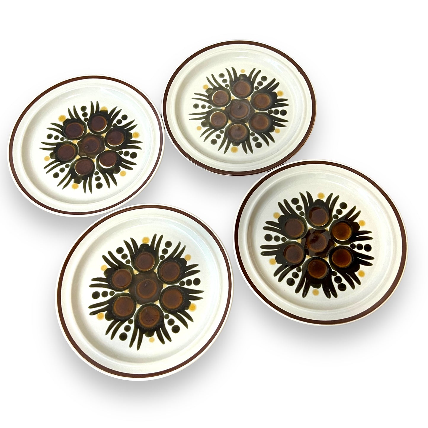 Set of 4 Vintage Classic Stoneware Dinner Plates - Fantasy Design