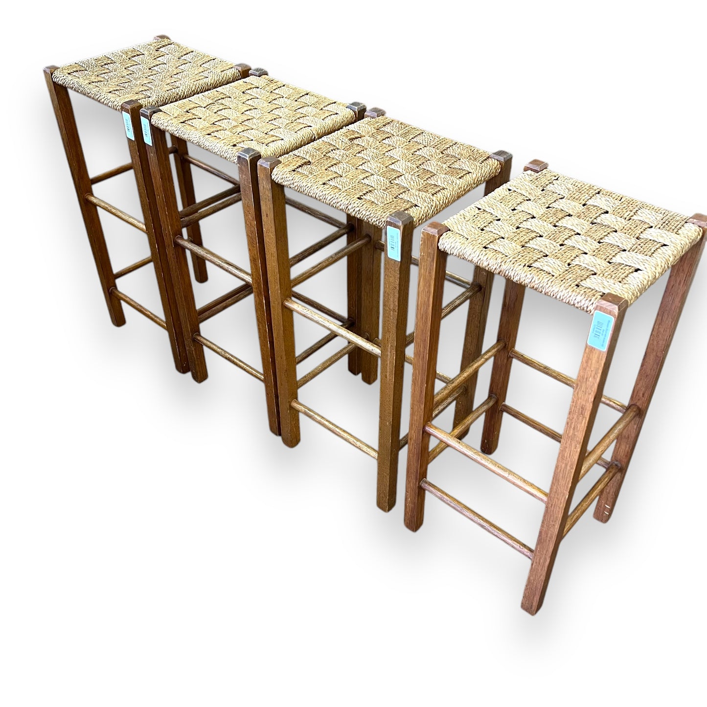 Wooden Stool with woven top