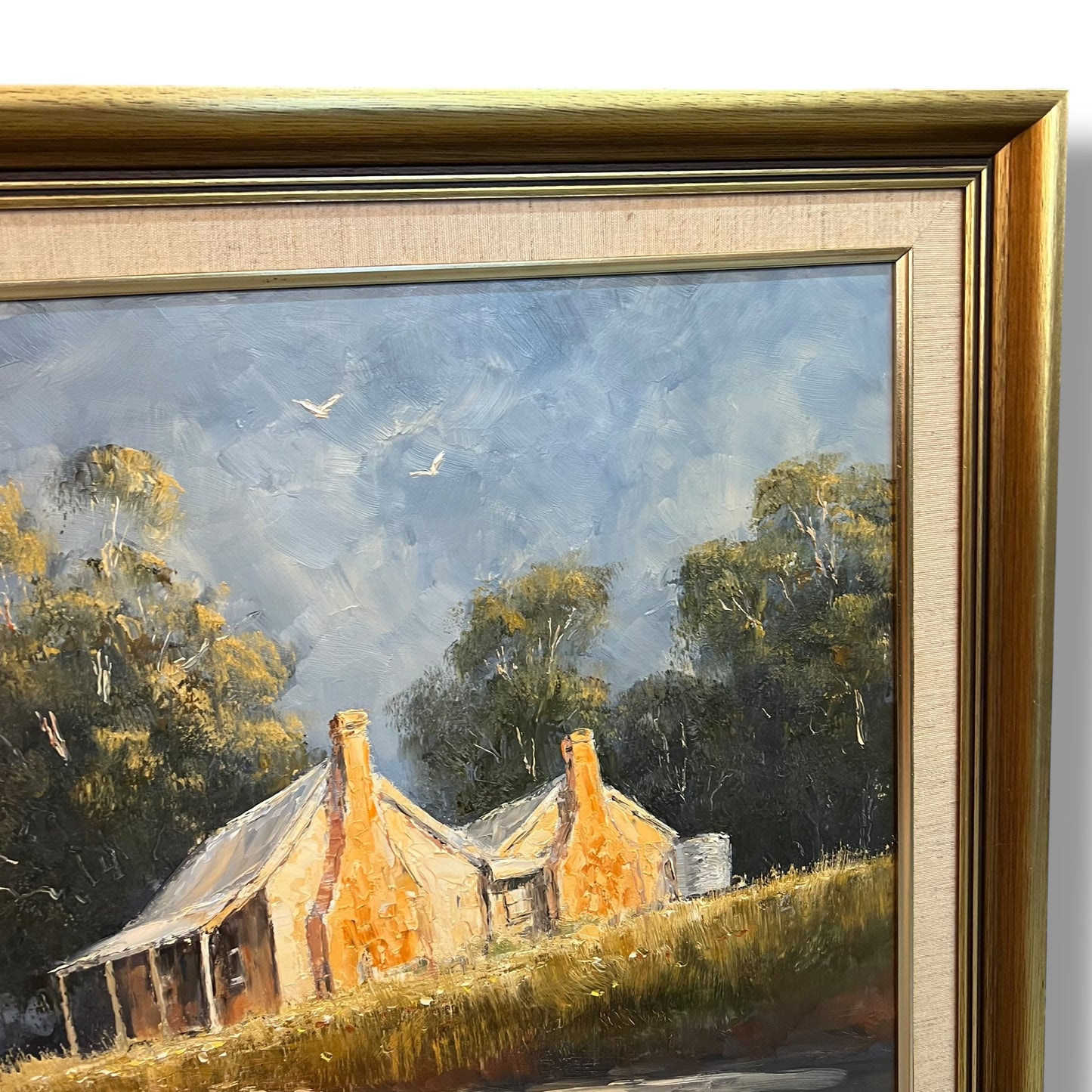 “Old House at Kersbrook” by Charles Bock – Framed Vintage Australian Landscape Painting