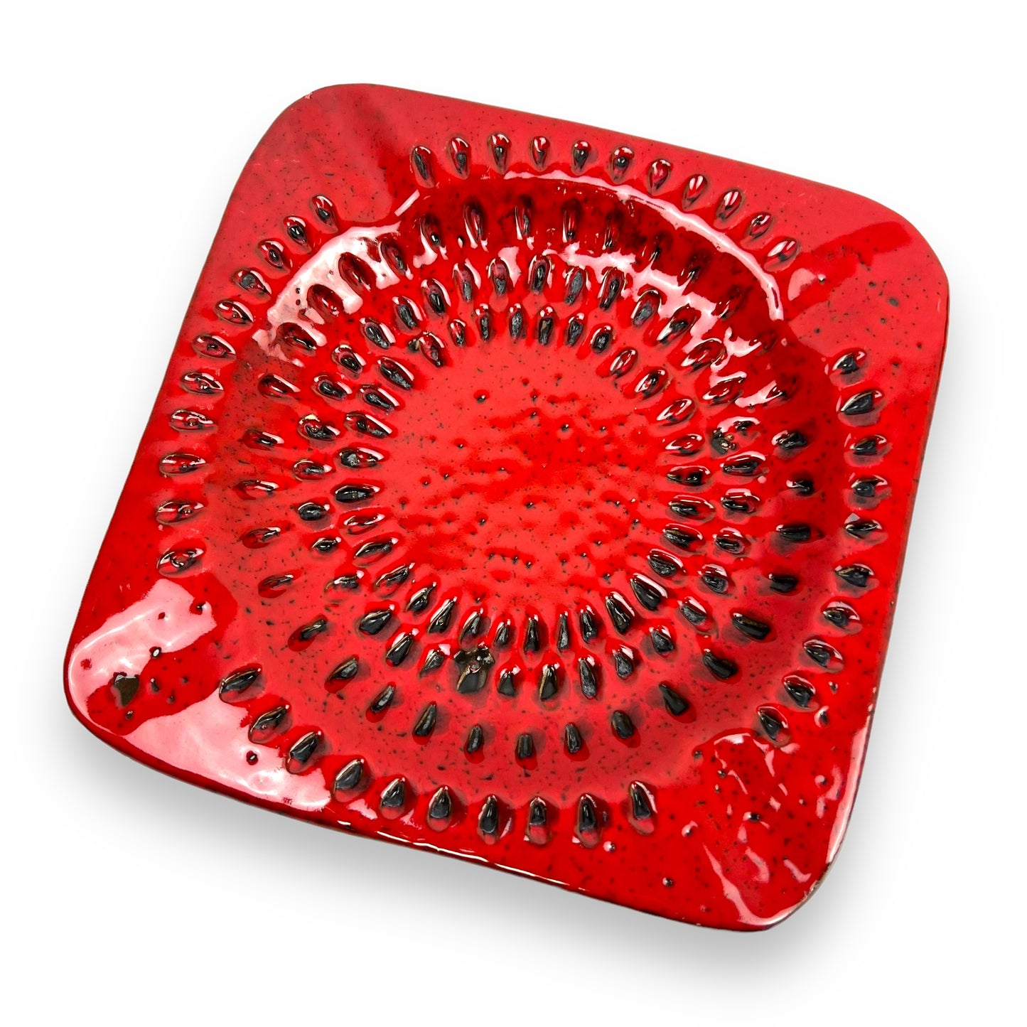Retro Italian Ceramic Red & Black Ashtray