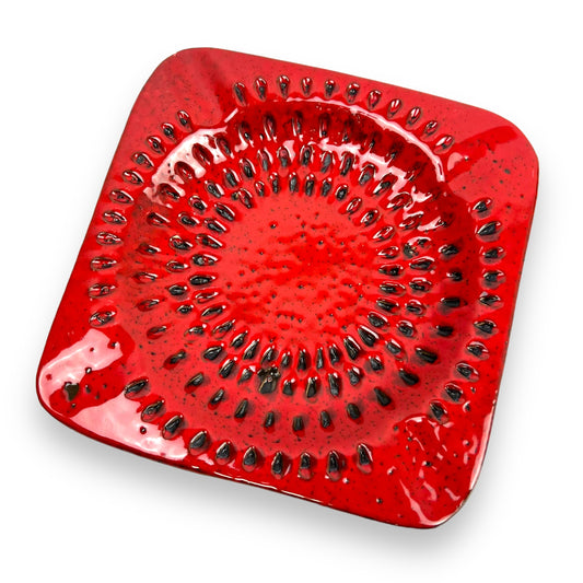 Retro Italian Ceramic Red & Black Ashtray