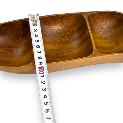Wood Leaf 3 Part Dish