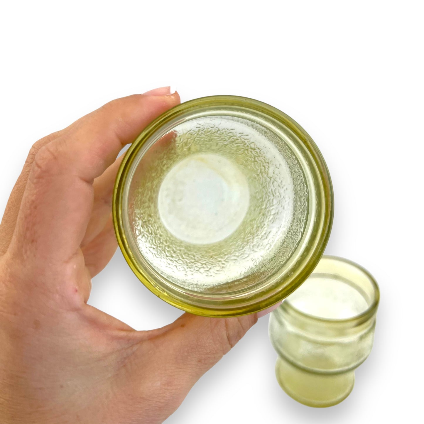Yellow textured glass set of 2