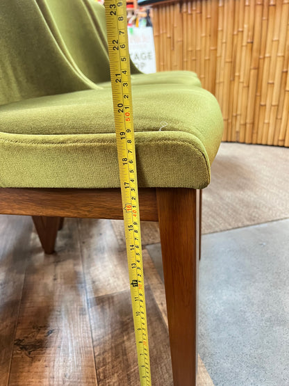 Set of 6 Vintage Australian Mid-Century Green Velvet Dining Chairs