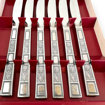 Vintage 6-Piece Stainless Steel Fruit Knife Set in Original Gift Box