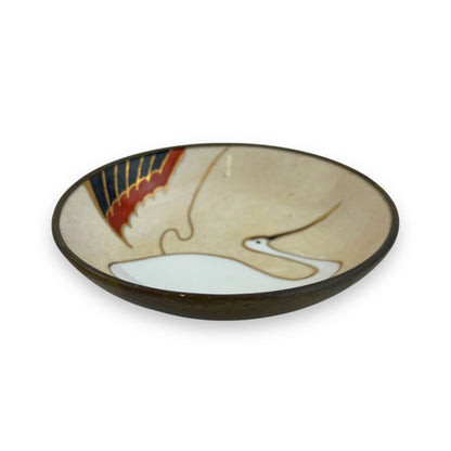 Crane bird bowl hand painted porcelain - made in Japan