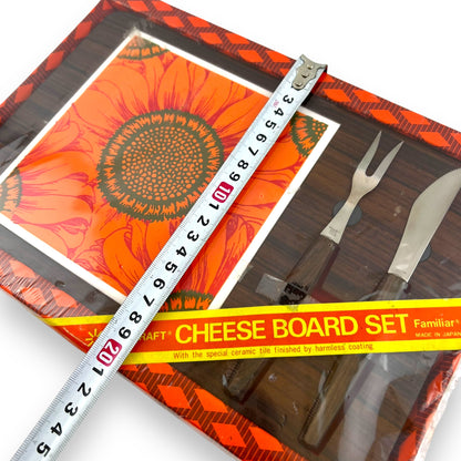 Suncraft Cheese Board Set - Sunflower Design, New in Original Packaging, Made in Japan