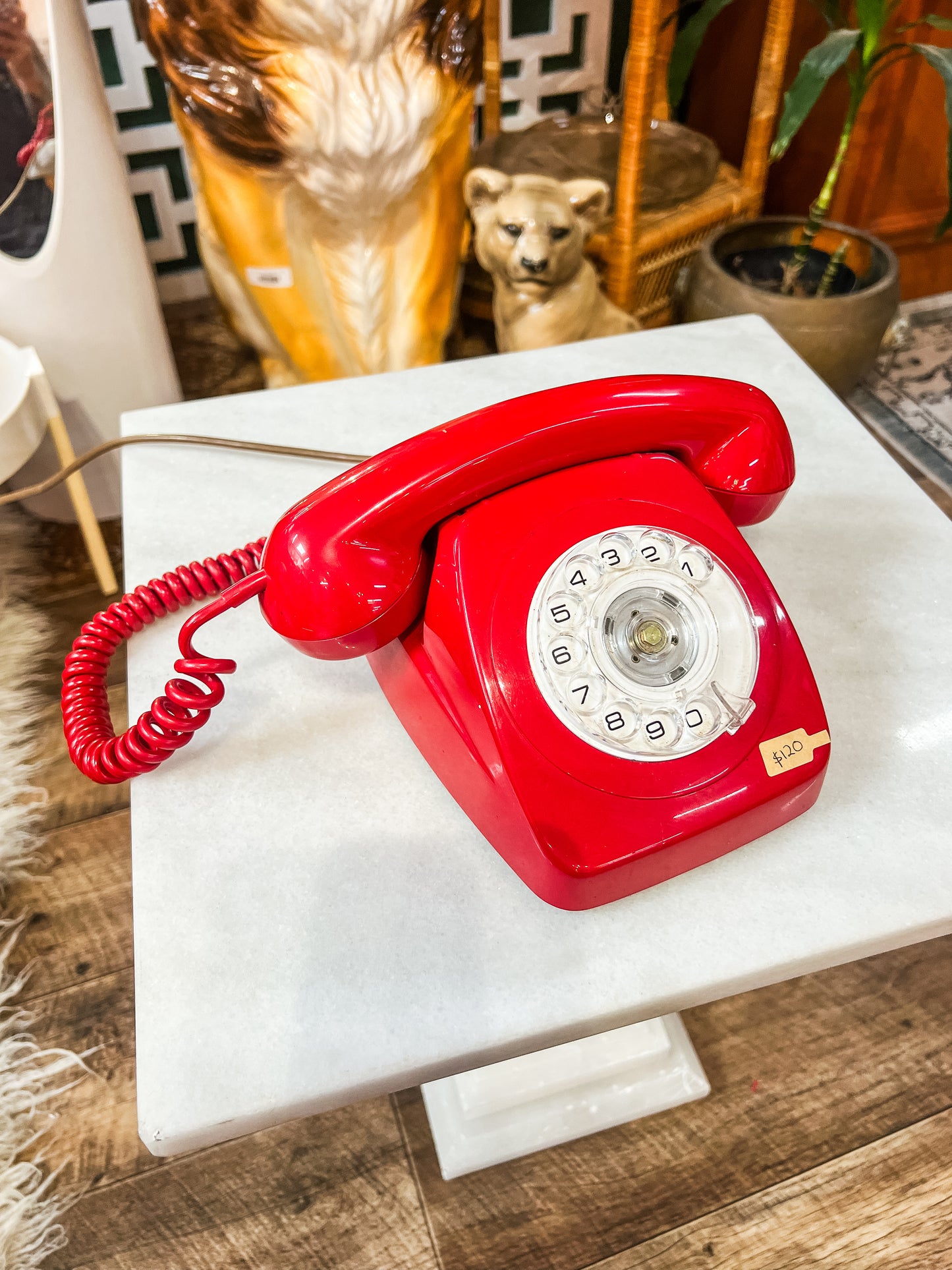 Red Rotary Dial Telephone
