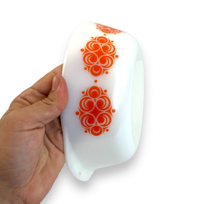 Pyrex-Style Bowl with Orange Pattern