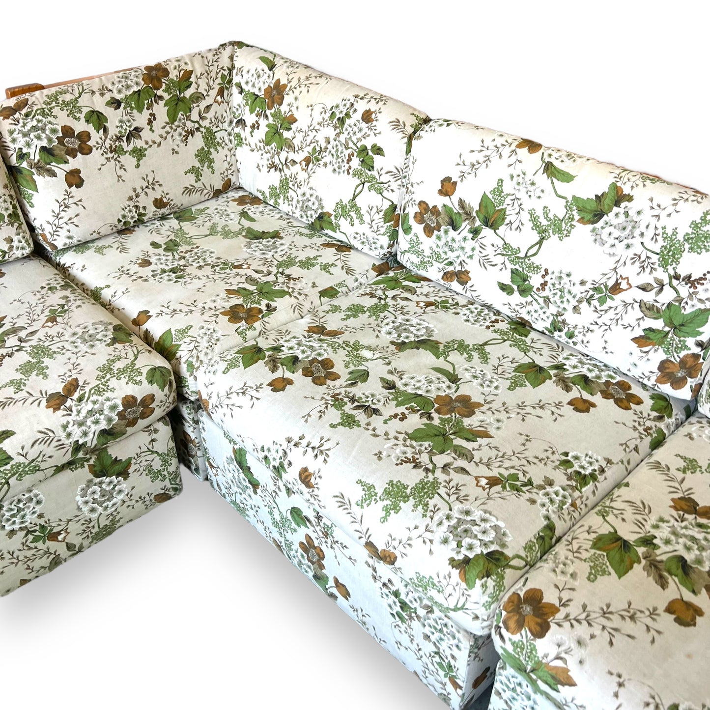 5-Piece Modular Lounge – Pine Wood Frame & Floral Upholstery