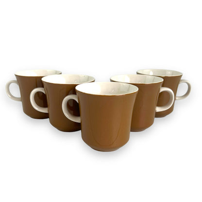 Mikasa  Brown Teacups x5 "Eastwood D1874" Cera-Stone, Made in Japan