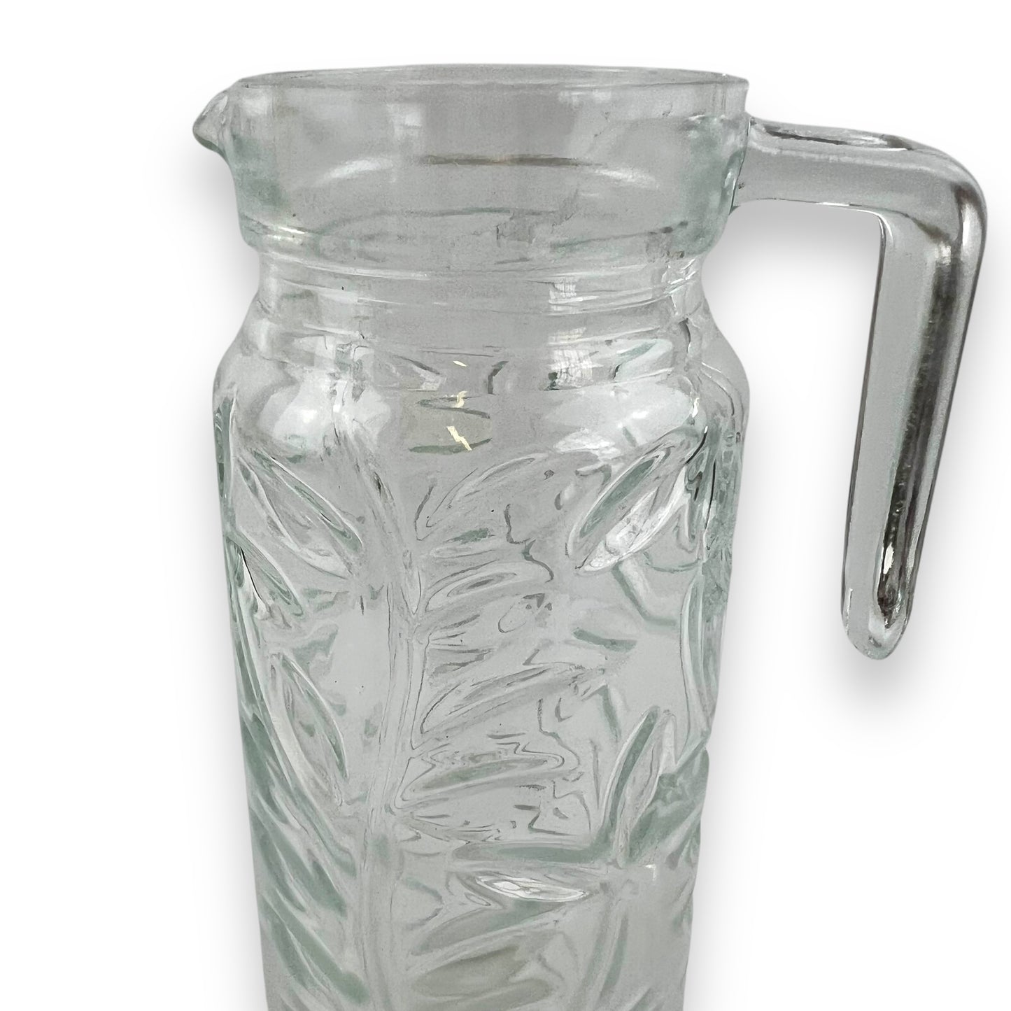 Clear Glass Jug Leaf Pattern