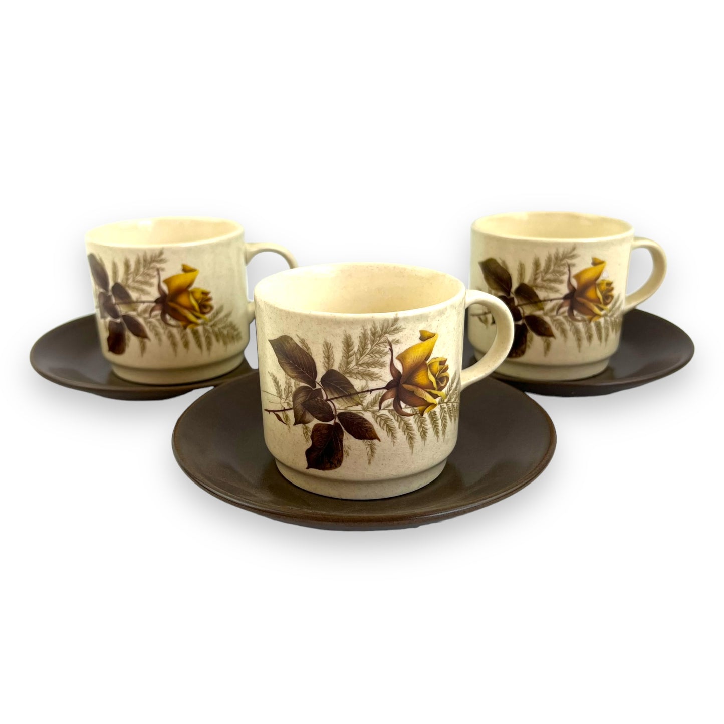 Yellow Rose Teacup & Brown Saucer - Johnson Australia