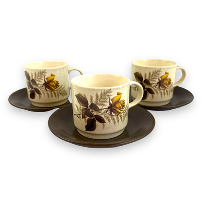 Yellow Rose Teacup & Brown Saucer - Johnson Australia