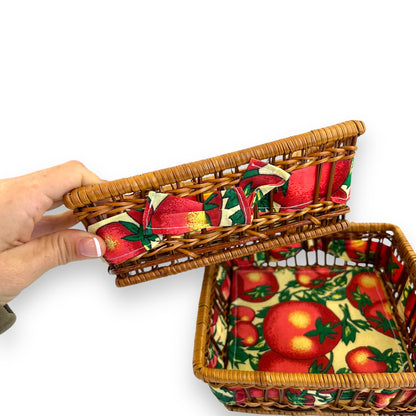 Tomatoes pattern square wicker basket