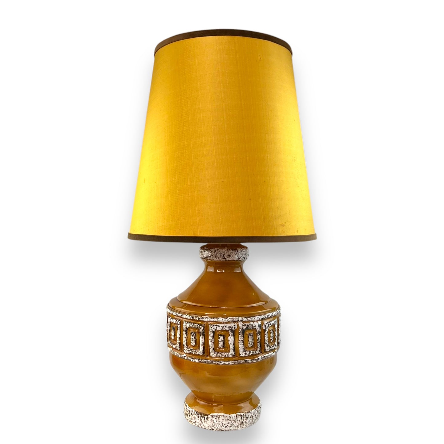 West German Ceramic Lamp with Original Mustard Shade