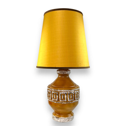 West German Ceramic Lamp with Original Mustard Shade