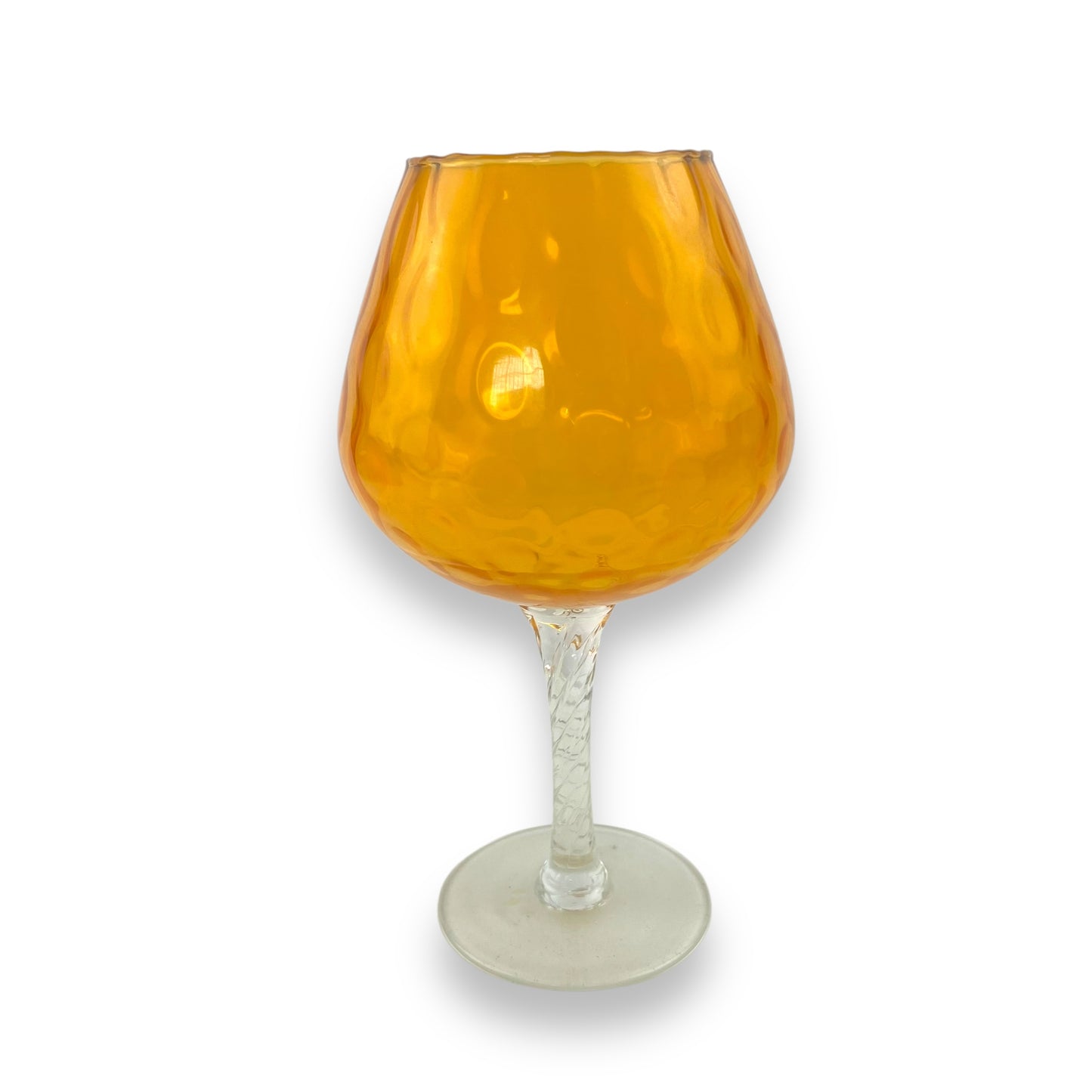Orange Empoli Glass Candy Dish / Brandy Balloon Vase