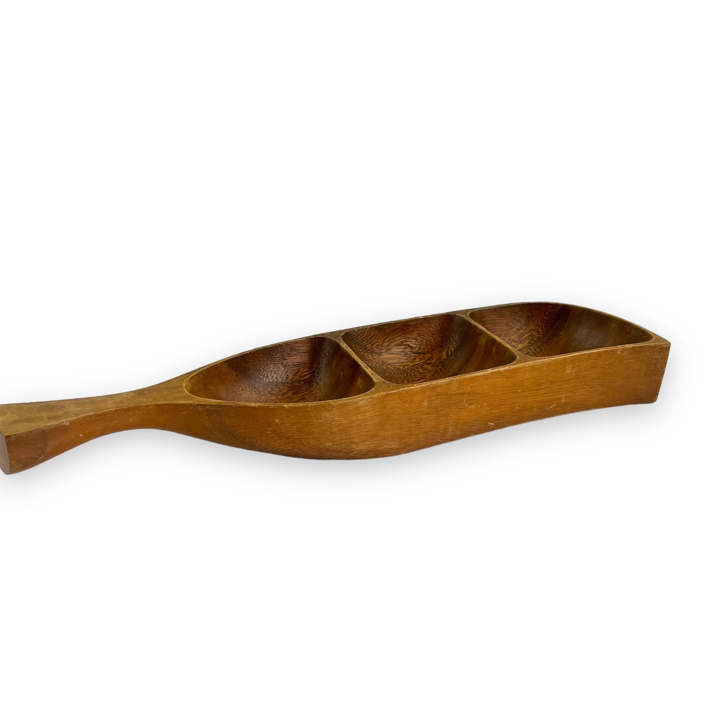 Wood Leaf 3 Part Dish