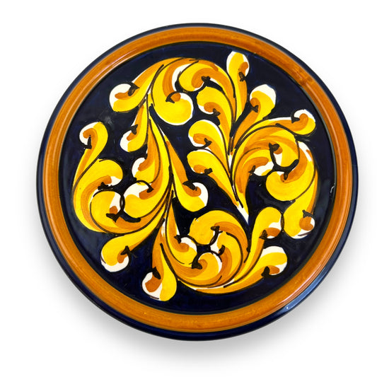 Handpainted Yellow Swirl Trivet by Nico E Francesco - Dated 2000