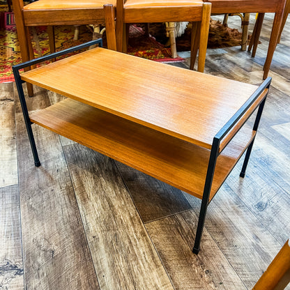Coffee Table with Lower Shelf – Timber & Black Metal Frame