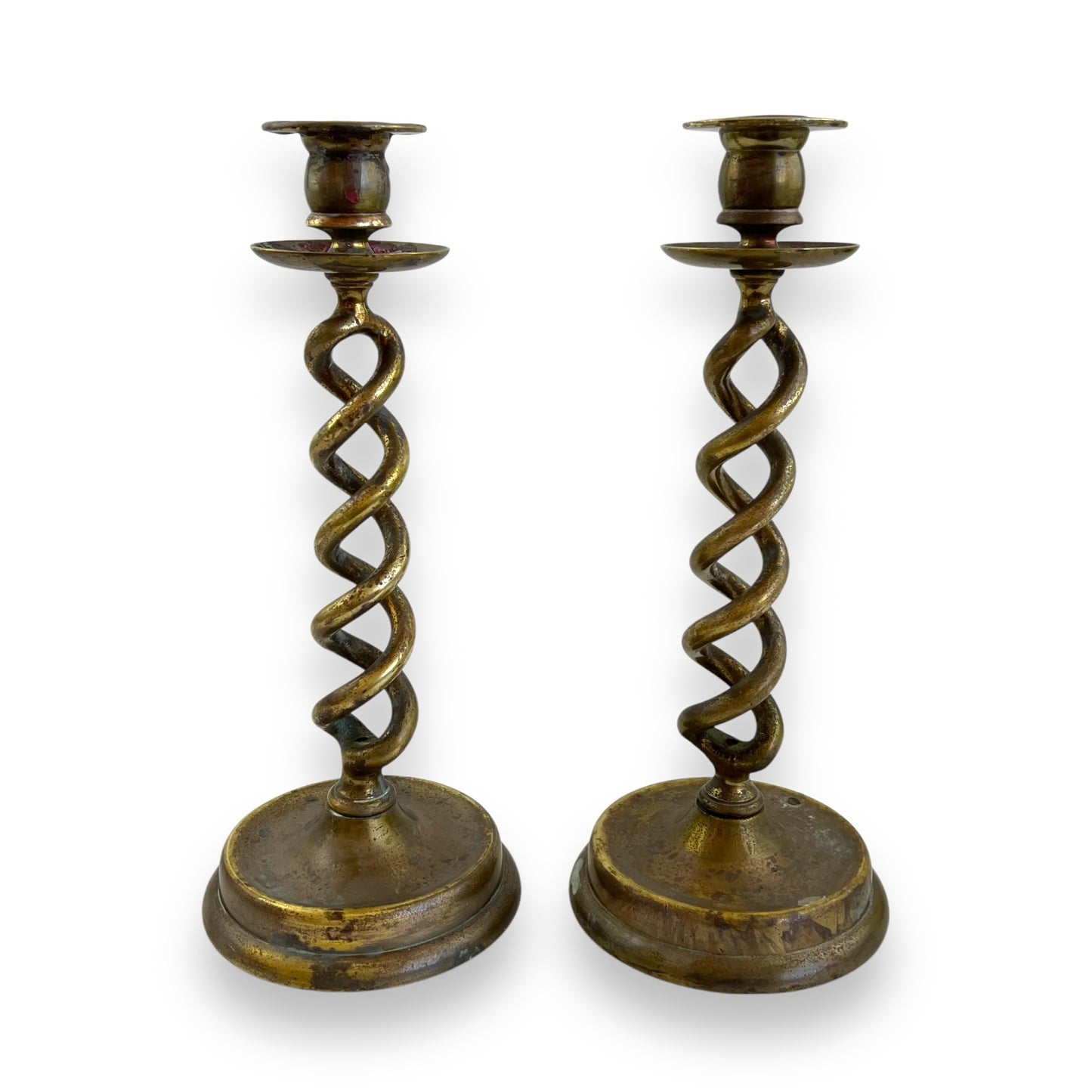 Pair of Vintage Brass Barley Twist Candlesticks