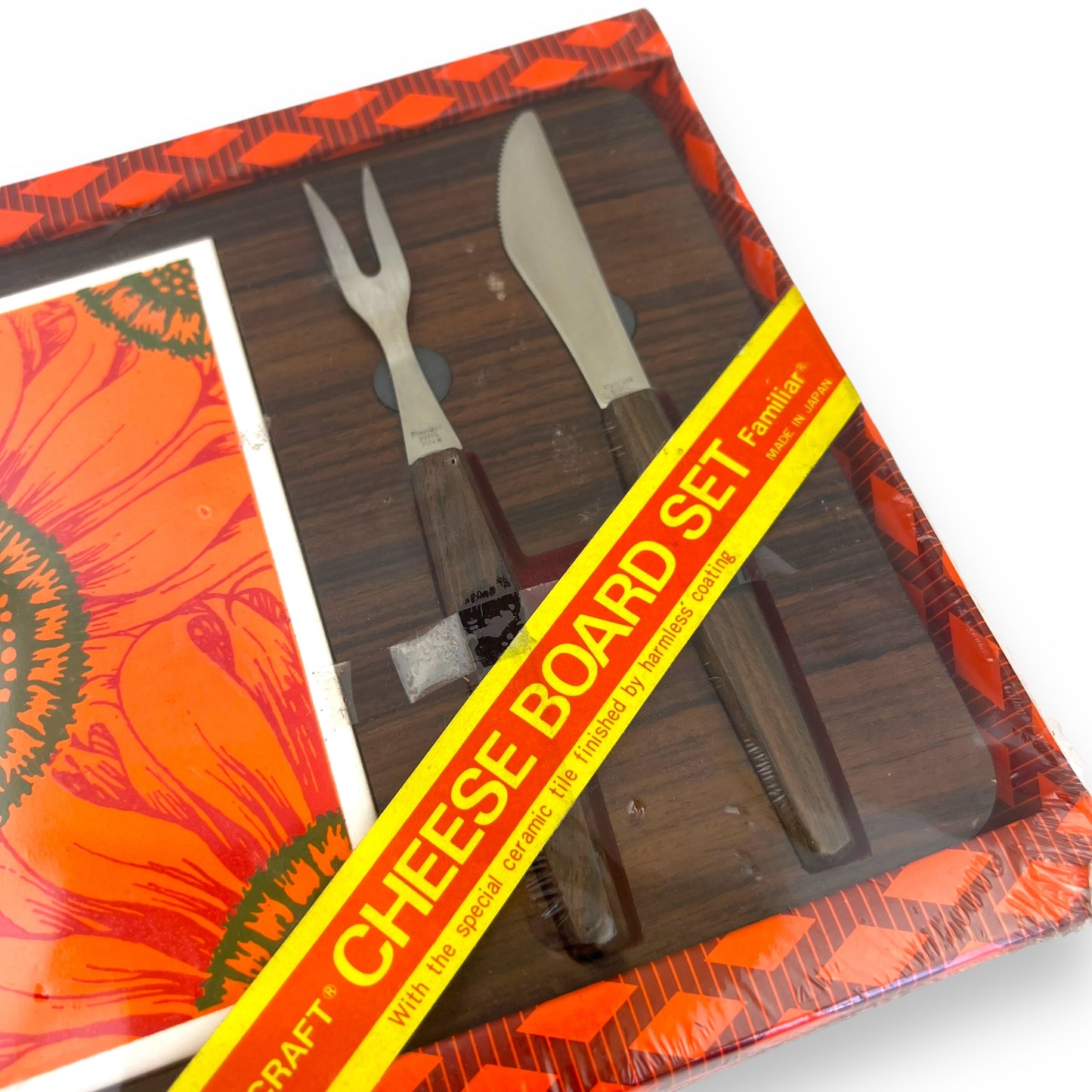 Suncraft Cheese Board Set - Sunflower Design, New in Original Packaging, Made in Japan