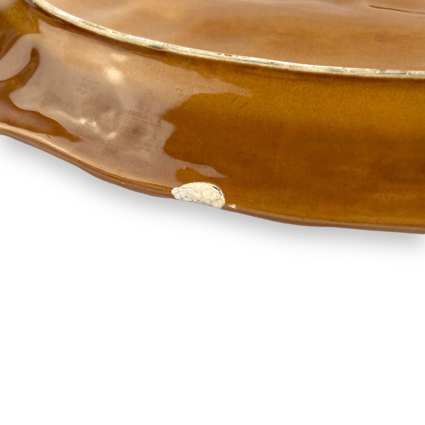 Large orange and brown ornate ceramic serving platter