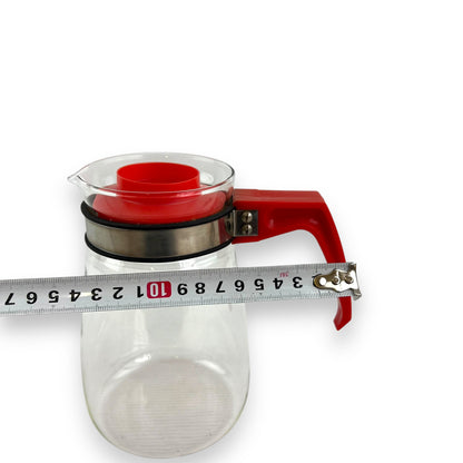 Glass jug red plastic lid & handle