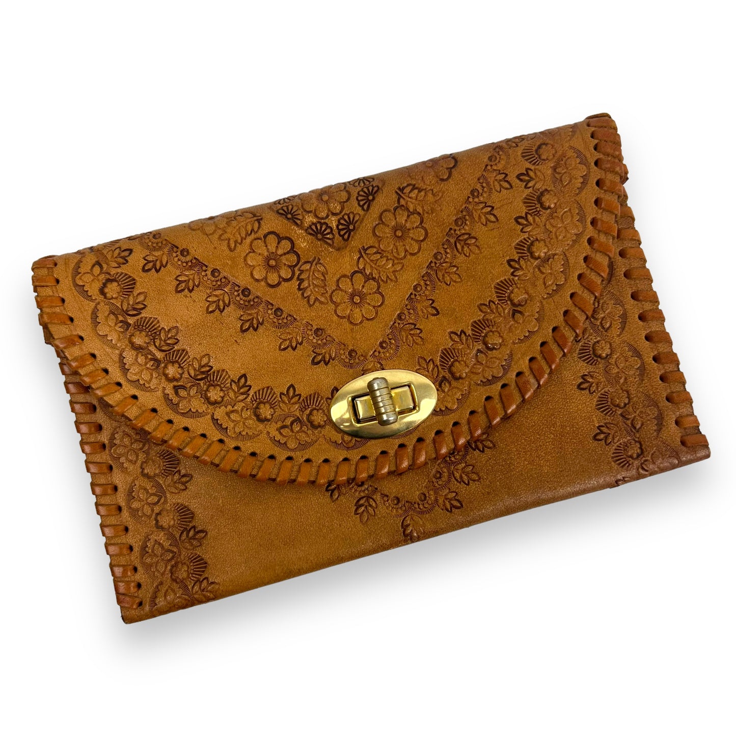 Brown Hand Tooled Leather Purse