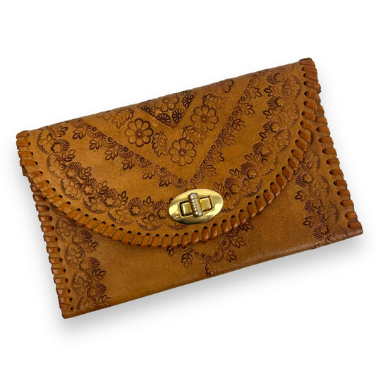 Brown Hand Tooled Leather Purse