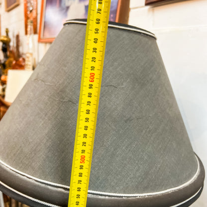 Black Glazed Ceramic Table Lamp with Grey Shade