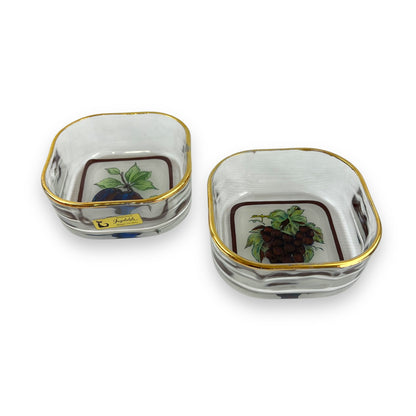 Gold rim round edge square glass fruit bowls set of 2