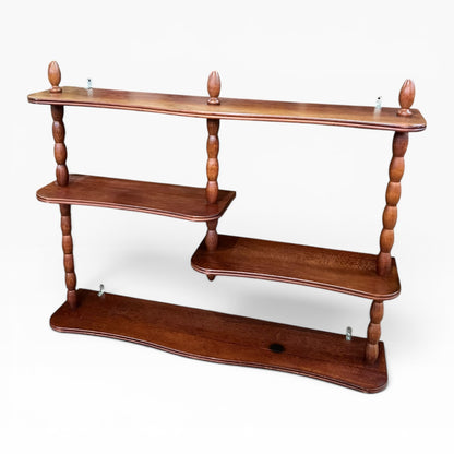 Timber Hanging Display Wall Shelf with Turned Spindles