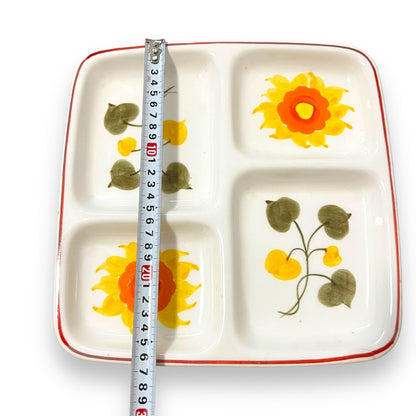 Divided Plate with Hand-Painted Floral Design - Made in Japan