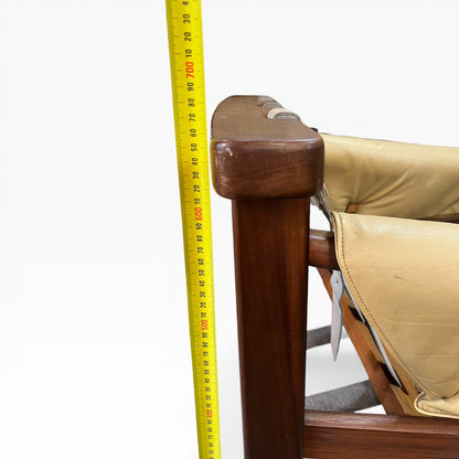 Fentoro Mid-Century Armchair with Strap Suspension & Deerhide Upholstery