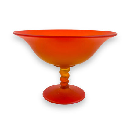 Orange Frosted Glass Footed Dish