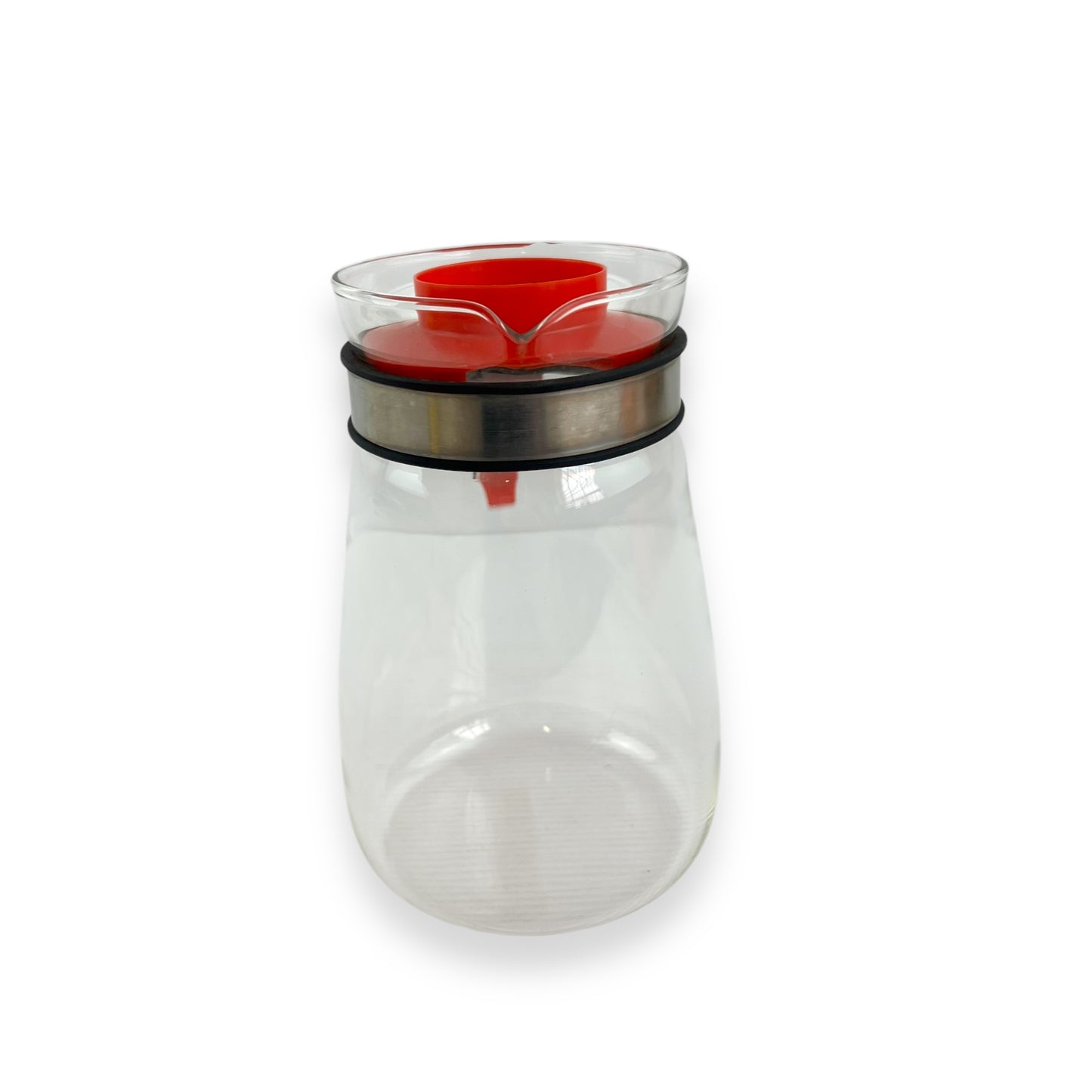 Glass jug red plastic lid & handle