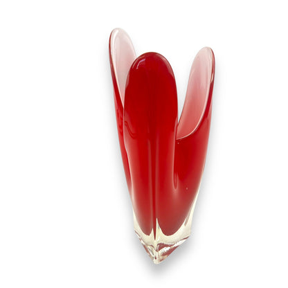 Red handkerchief Art Glass vase