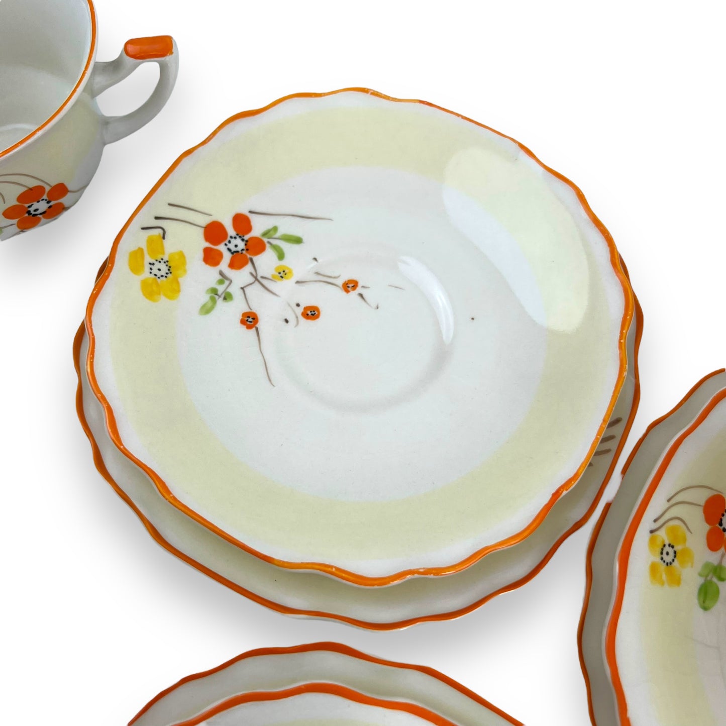 Hand painted flower tea cup set - made in England