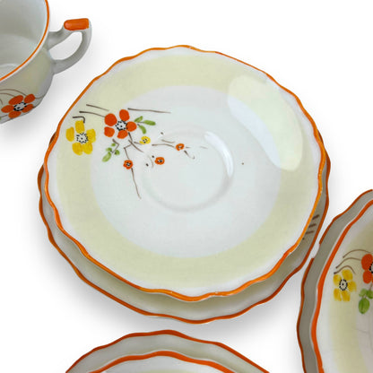 Hand painted flower tea cup set - made in England