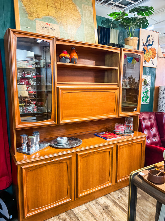 Burgess Teak Pull Down Bar Display Cabinet