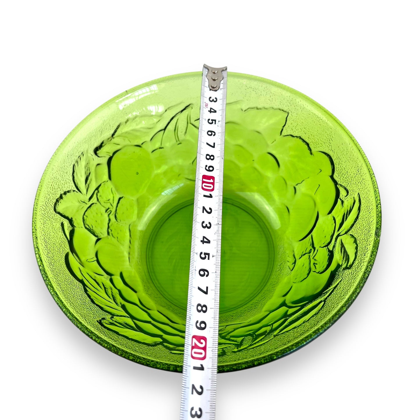 Green Glass Fruit Pattern Bowl