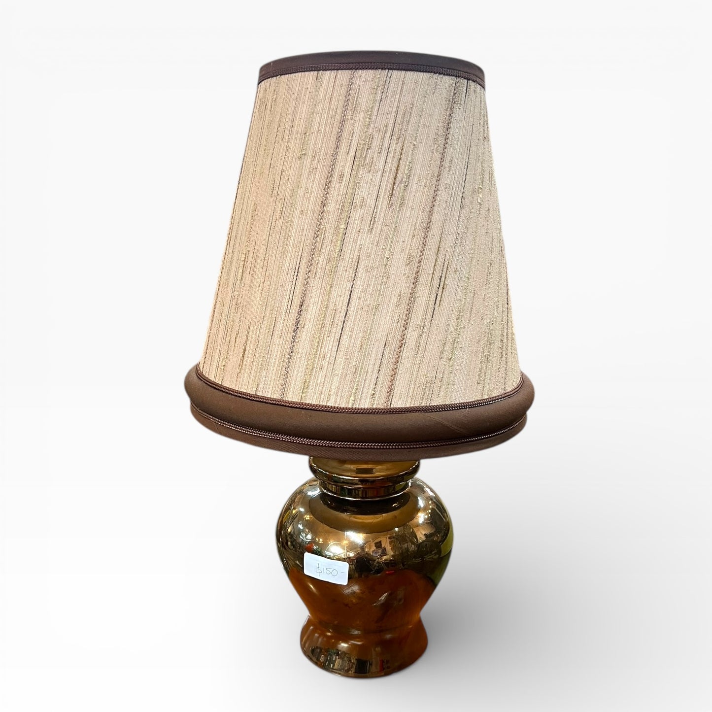 Brown Glazed Ceramic Table Lamp with Shade