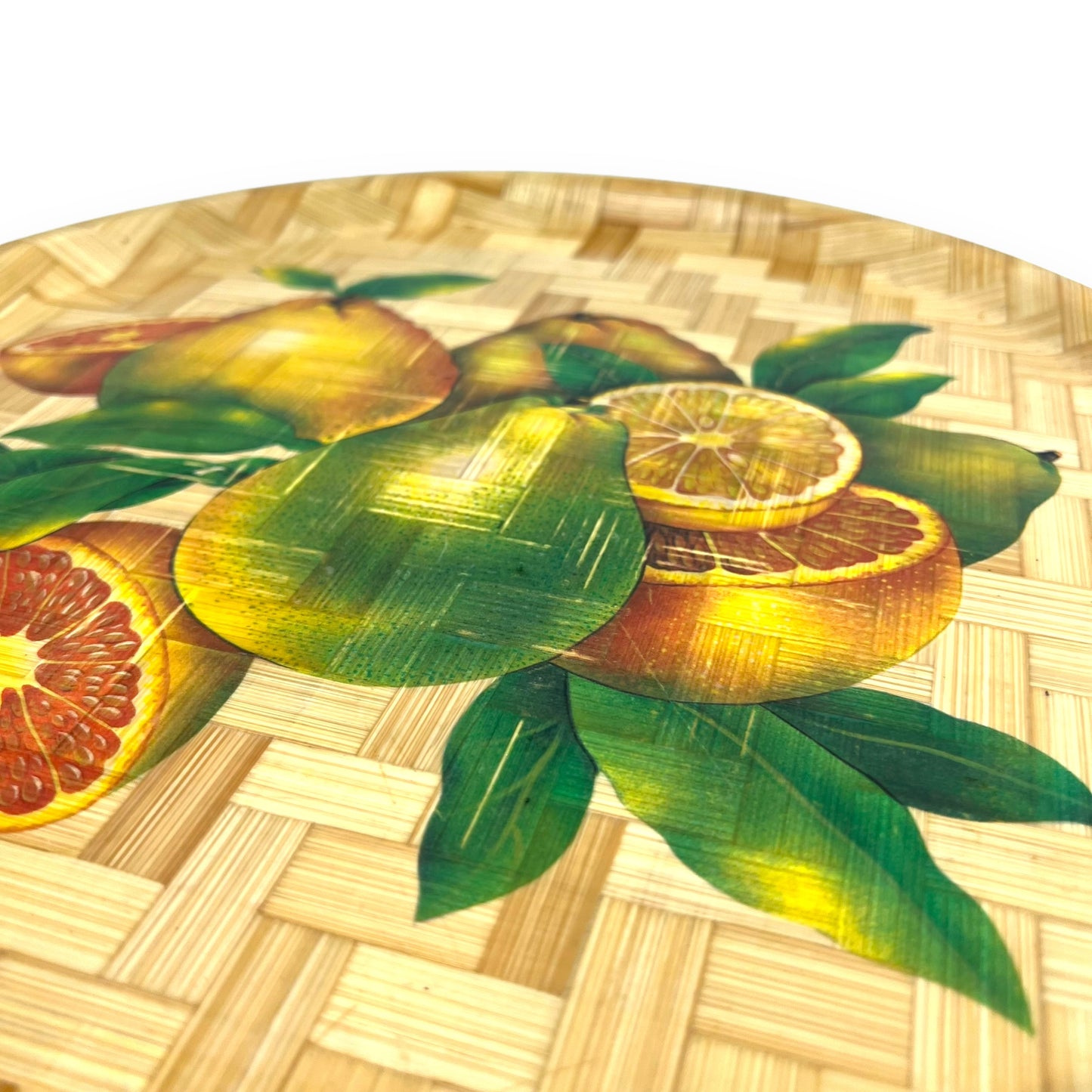 Round Bamboo Tray with fruit art