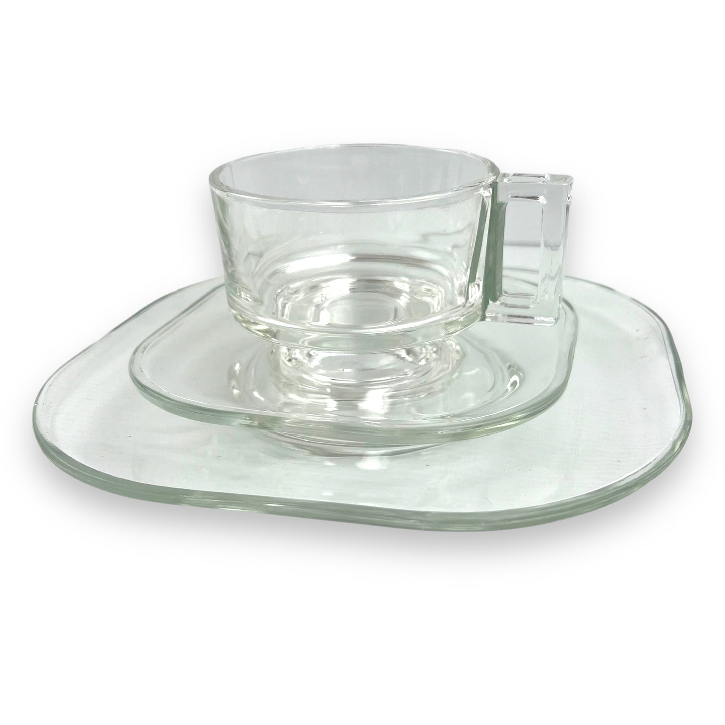 Joe Colombo Italian Arno Glass Trio: Salad plate, teacup & Saucer